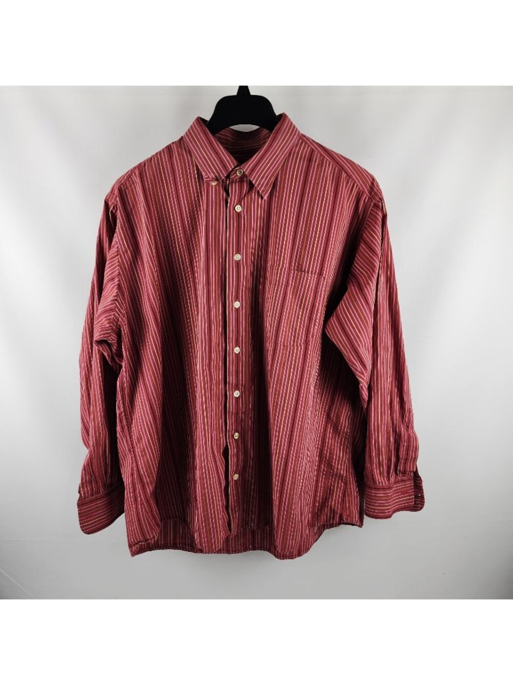 Burberry London Shirt Mens XXL Pink Red Multi Stripes L/S Dress Shirt USA